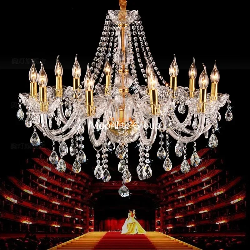 Golden Crystal Chandelier Luxury Living Room Bedroom Candle Pendant Lights Dining Room Creative European Crystal Chandelier