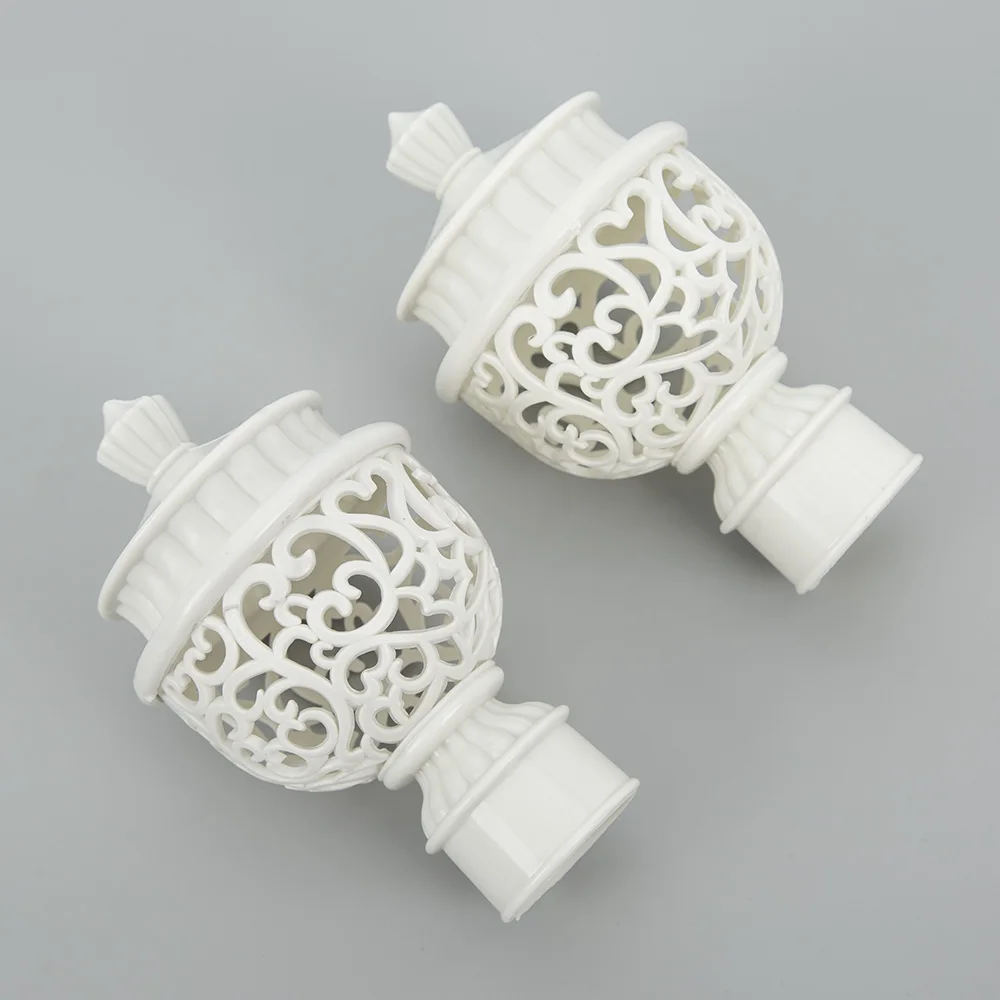 2PCS Retro Curtain Pole Flower Hollowed Finials Plastic Ends for 28MM Dia Poles