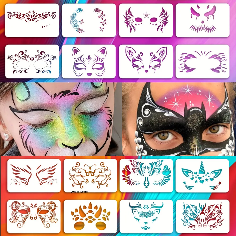 Set Di 5 Stencil Riutilizzabili Per Pittura Del Viso – Per Body Art, Halloween, Feste, Trucco E Tatuaggi Temporanei (Motivi Per Ragazzi)