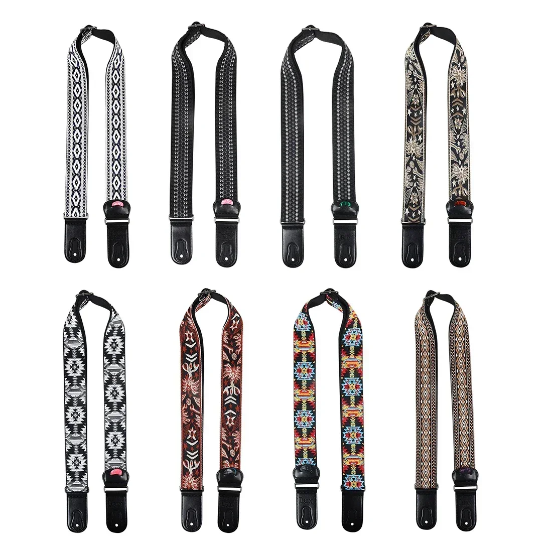 Premium Leather & Cotton Guitar Strap with Picks - High-Quality Instrument Accessory