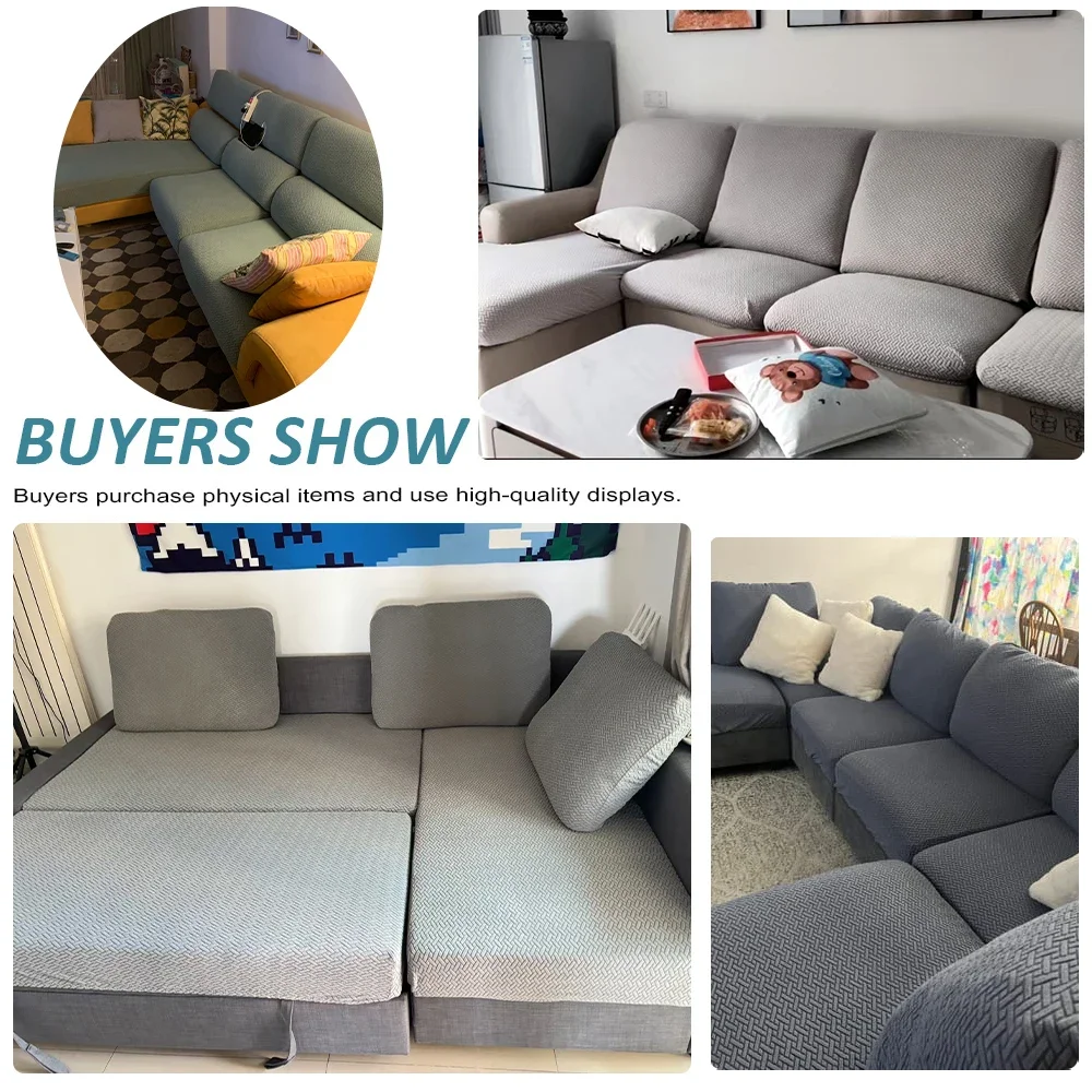 Jacquard Stretch Fabric Sofa Cover Plain Seat Couch Covers for Sofa Living Room Removable Seat Case Chaise Lounge Slipcover Pets 4