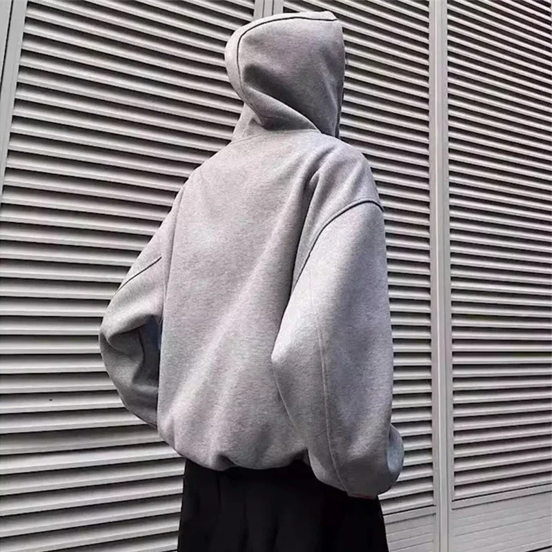 Men's Zipper Long Sleeve Turtleneck Hoodies Spring High Street Fashion Hooded Sweatshirts Y2K Vintage Casual Jackets