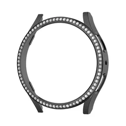 Bling Diamond Encrusted Protective Watch Case - Shiny, Durable PC Cover Bumper for Galaxy Watch7 44mm (Black)