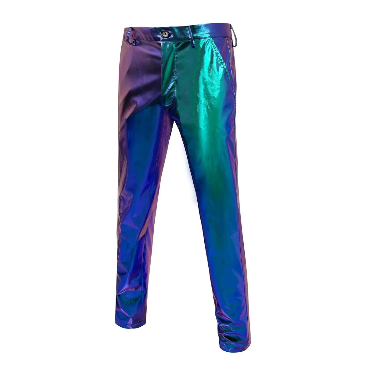 Traje holográfico iridiscente de 2 piezas para hombre, conjunto de blazer y pantalón metálicos brillantes, disfraz ajustado para fiesta disco, escenario, DJ, club profesional