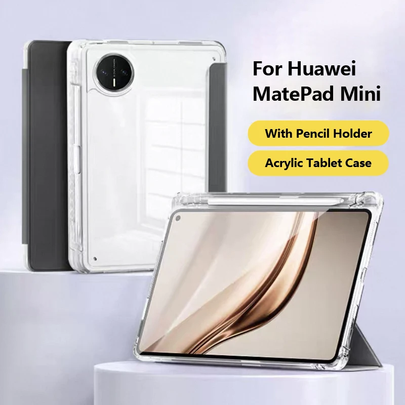Trifold Leather Acrylic Back Case with Pen Holder