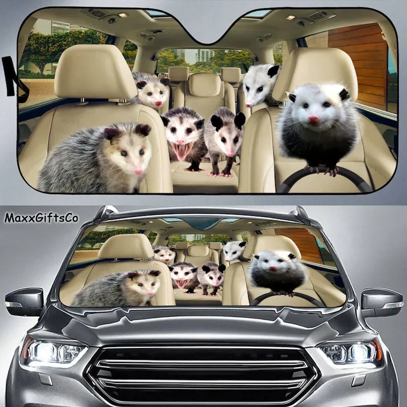 

Opossum Car Sun Shade, Opossum Windshield, Opossum Family Sunshade, Car Accessories, Car Decoration, Gift For Dad, Mom