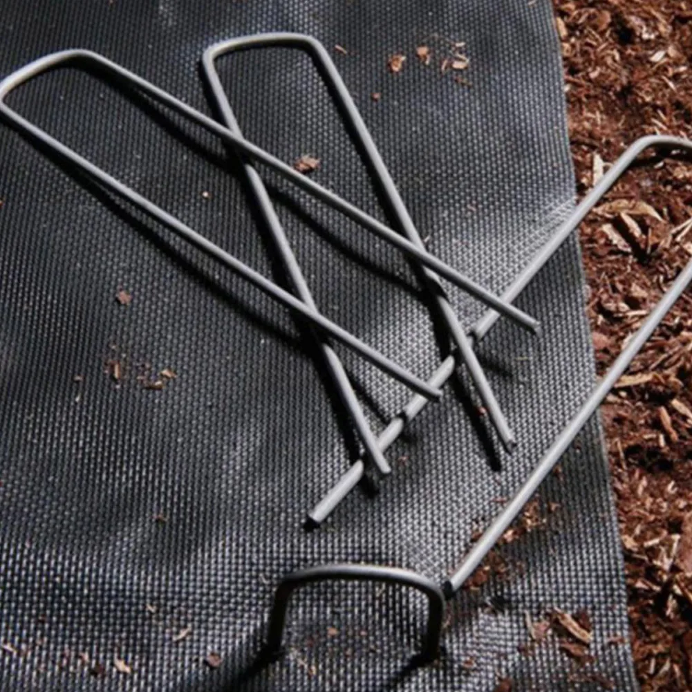 10pc Securing Pegs Garden Stakes Pins For Securing Weed Landscape Fabrics Netting Ground Sheet Galvanized Lawn Stake garden pegs