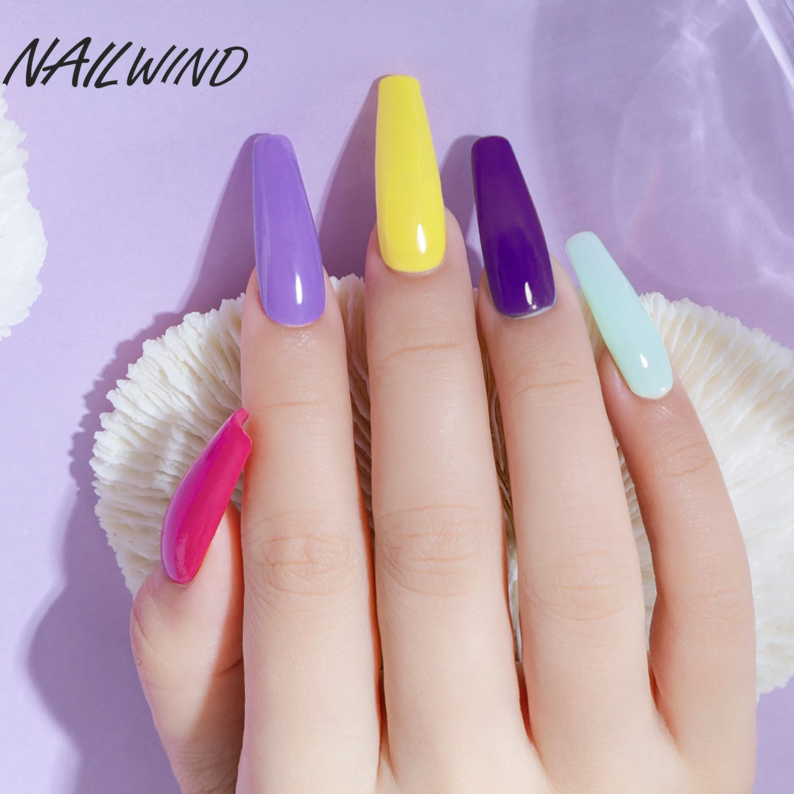 NAILWIND 10PCS Shiny Gel Nail Polish Set Vernis UV Gel Nail Art Design Semi Permanent Soak Off Base Top Coat 5