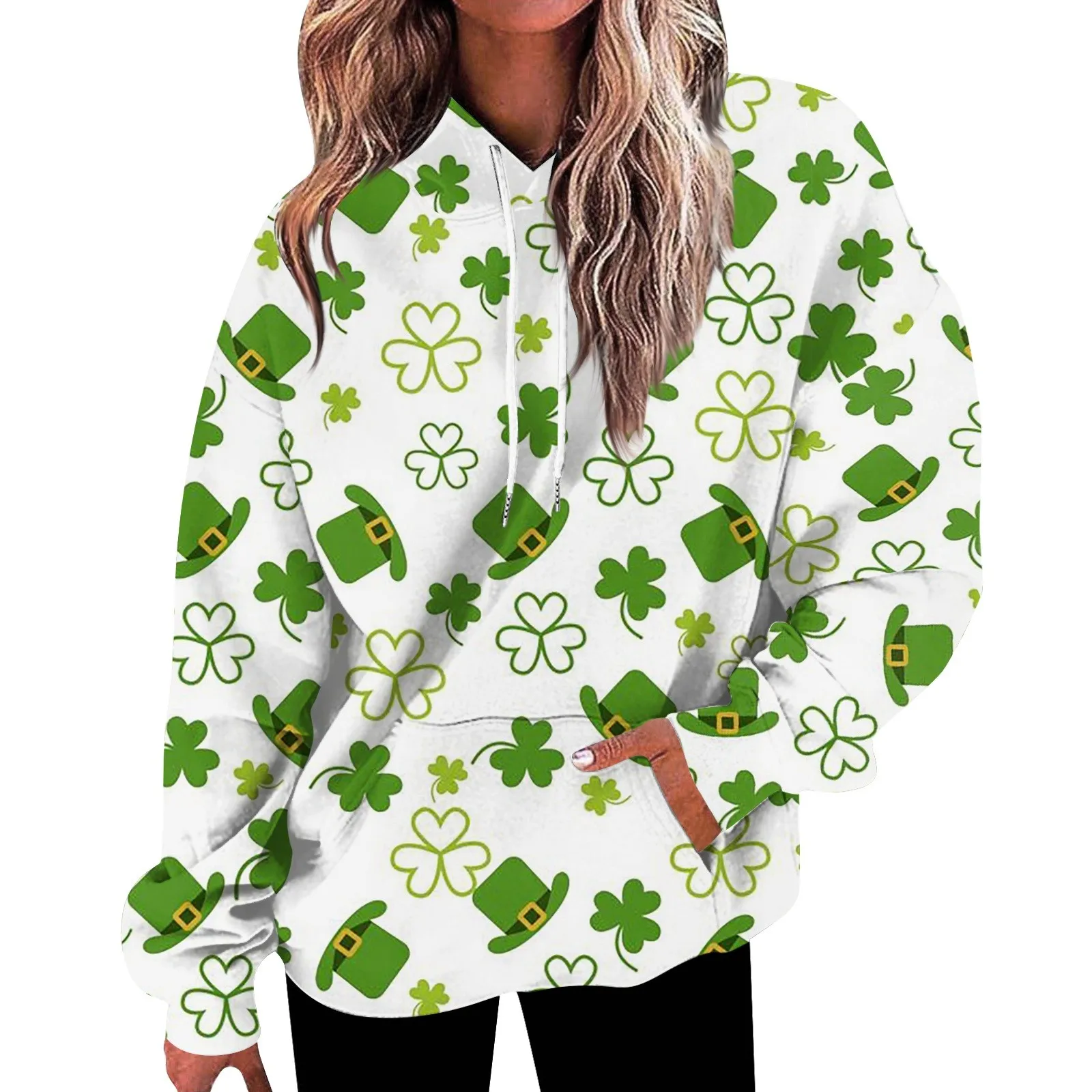 

Women'S Sweater Delicate Casual Women Sweatshirts Hoodies Long Sleeves St. Patrick'S Day Printed Women Pullovers Elegant 후드