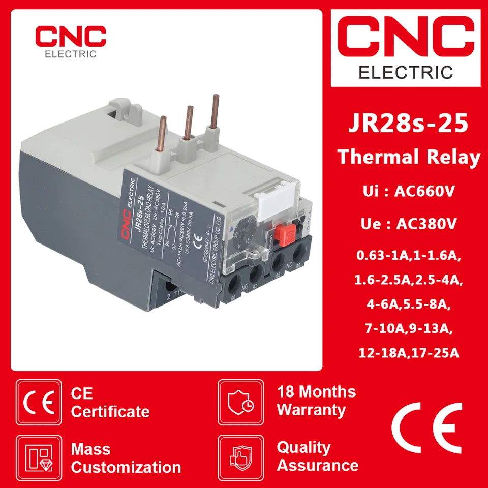 JR28 Thermal Overload Relay 1.6A 2.5A 4A 6A 8A 10A 13A 18A 25A LR2D13 Adjustable