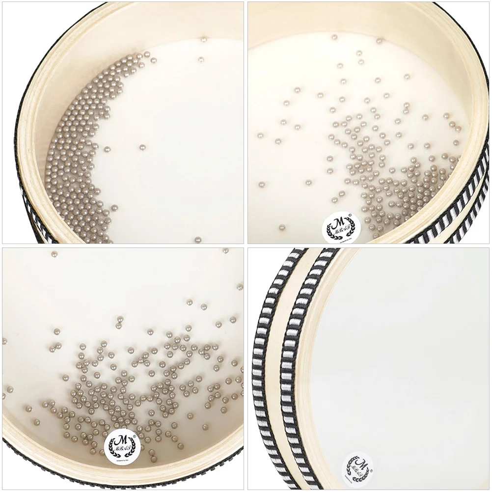 6 Inch Transparent Wooden Rim Hand Drum Portable Double Sided PVC Kids Musical Instrument Sea Wave Sound Effect Shaking Toy