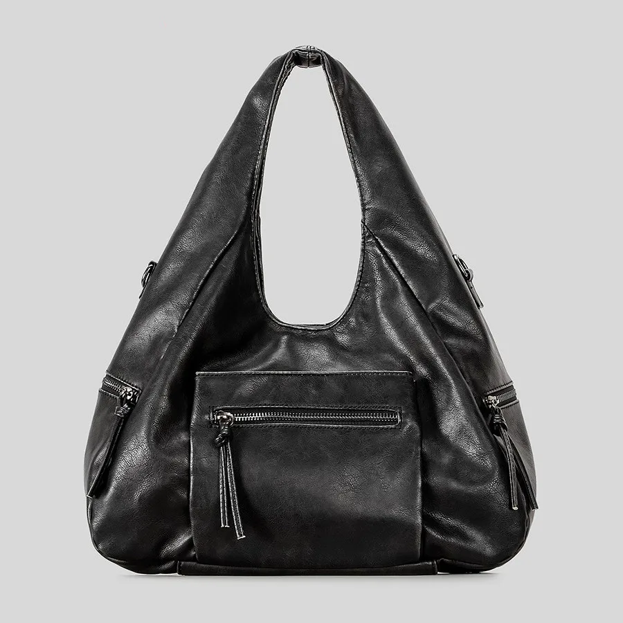 Punk Large Capacity Tote Bag Designer Women Shoulder Bags Luxury Soft Pu Leather Crossbody Bag Fashion Trend City Sac 2025