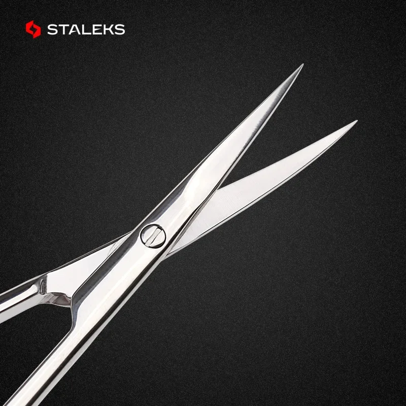 STALEKS SE-20-2 Nail Scissors High Quality Stainless Steel Elbow Eyebrow Scissors Profession Trim Nose Hair Makeup Tool 4