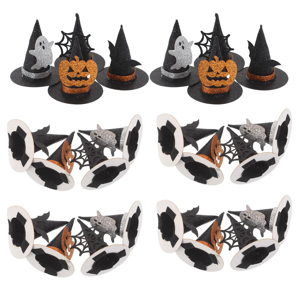 12 Decorazioni Per Torta Halloween - Set Di Mini Figure In Resina: Fantasmi, Zucca, Gufo, Gatto Nero - Topper Per Cupcake E Dolci