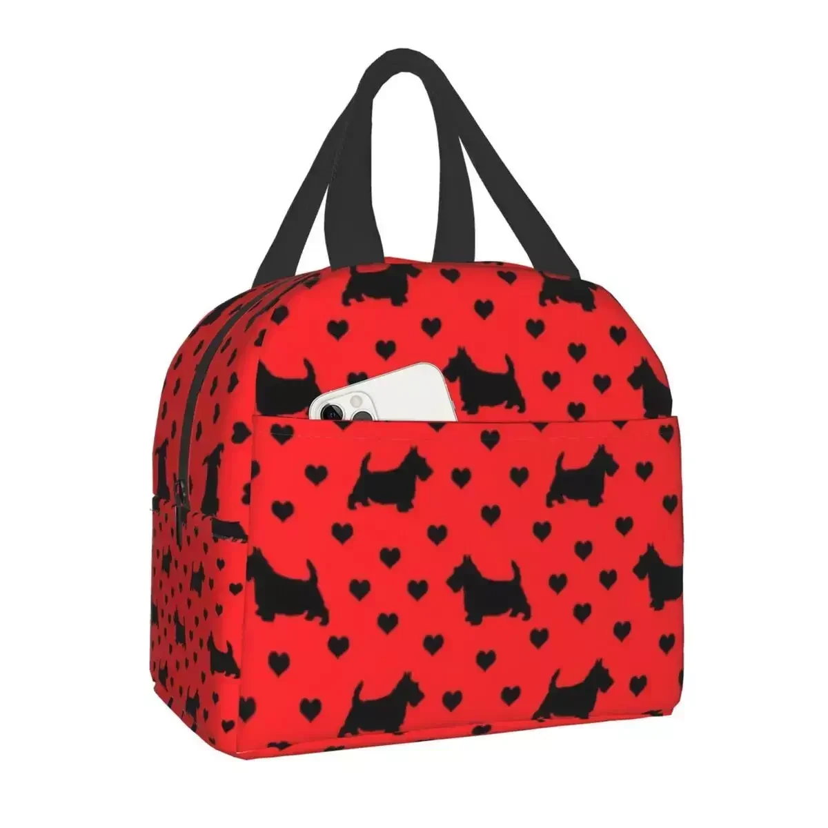 

2024 New Custom Black Scottish West Highland Terrier Lunch Bag Men Women Cooler Warm Insulated Lunch Box For Student School