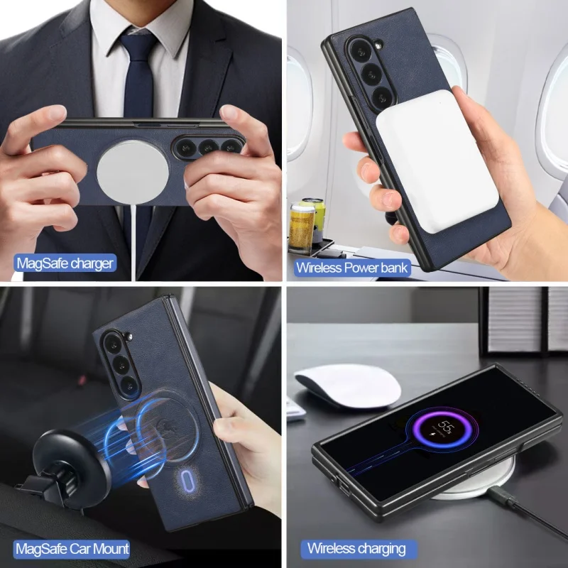 MagSafe Wireless Charging Wallet Card Phone Case For Samsung Galaxy Z Fold 7 6 5 4 3 Fold7 Fold6 Fold5 Flip Purse Holder Cover | Gaffar India