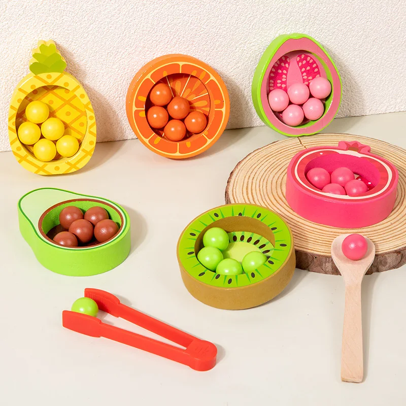 Children Fun Fruit Counting Color Classification Cup Early Education Bead Clip Game Exercise Fine Motor Educational Toys
