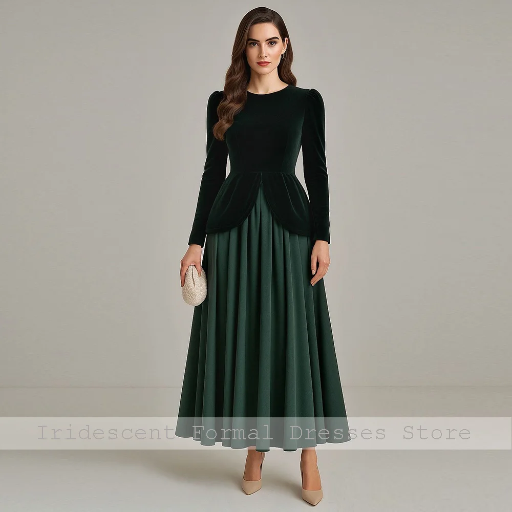 Elegante Abendkleider mit langen Ärmeln, plissiertes Ballkleid, lang, für Damen, knöchellang, Cocktailparty-Kleider – Detail 2
