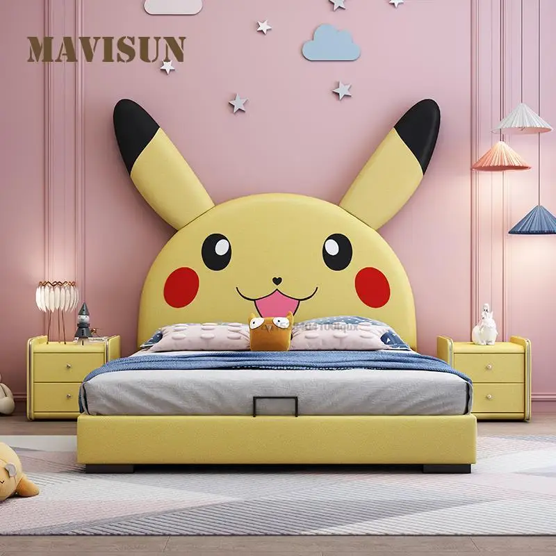 

Wooden Platform Children Bed With Storage Drawers Upholstered Technology Cloth Bed For Children 1.5m Mueble Bedroom Furniture