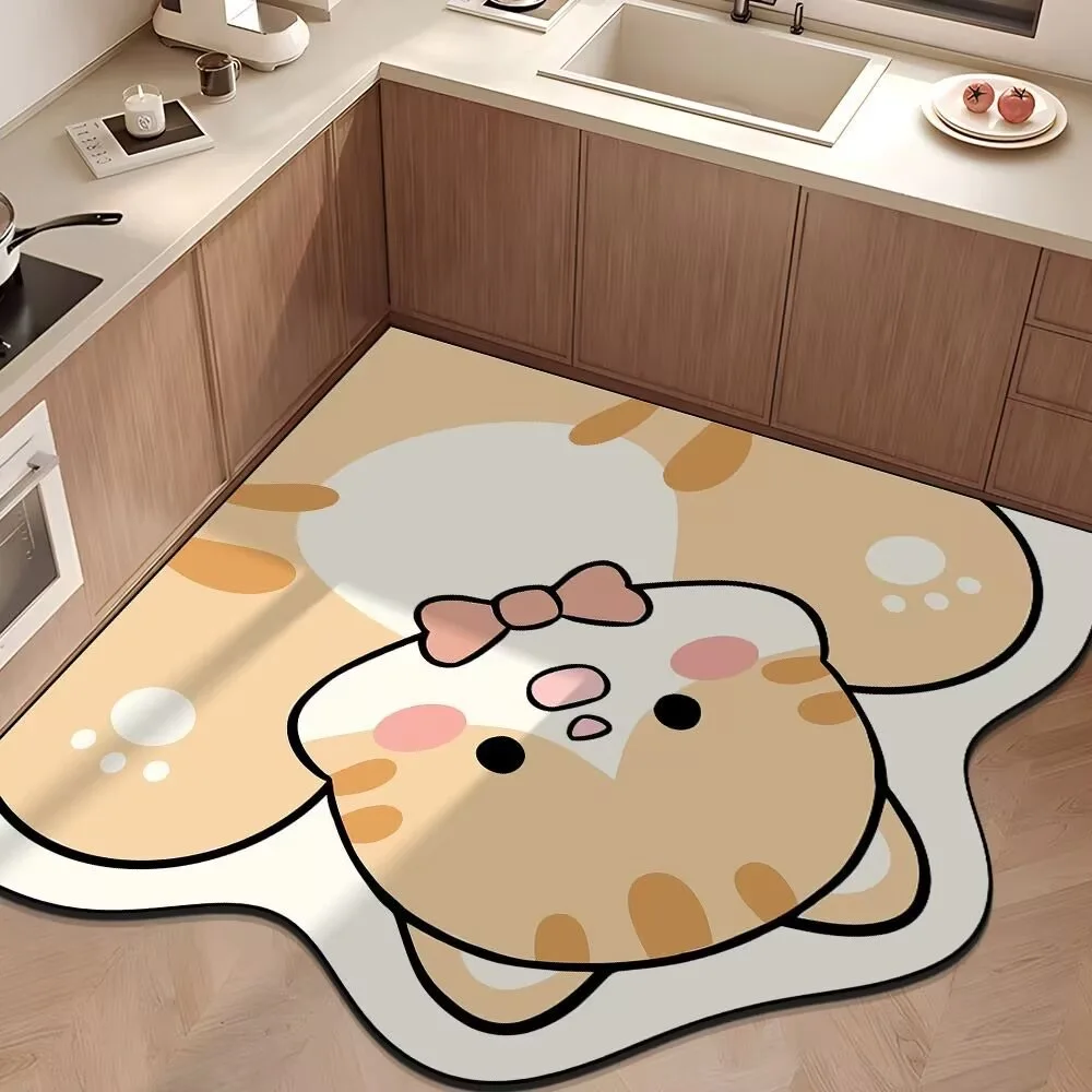 Floor Mat VIKAMA Cartoon Cute Animal Diatom Mud Door Mat Bathroom Mat Toilet Absorbent Non-Slip Quick Dry Floor Home Decoration