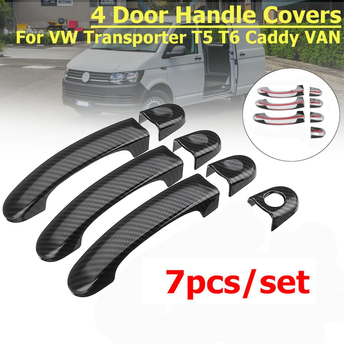 Фото 7x крышка дверной ручки, отделка, аксессуары для VW TRANSPORTER T5 03-15 15-up CADDY VANS 04-15 №1