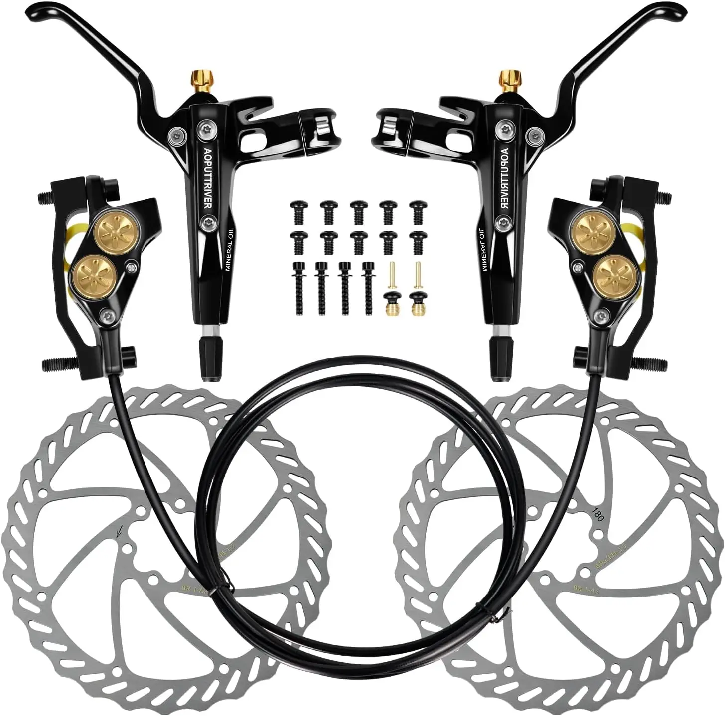 MTBHydraulicBrakeSet4PistonsDiscBrakeBicycleSetFrontandRear