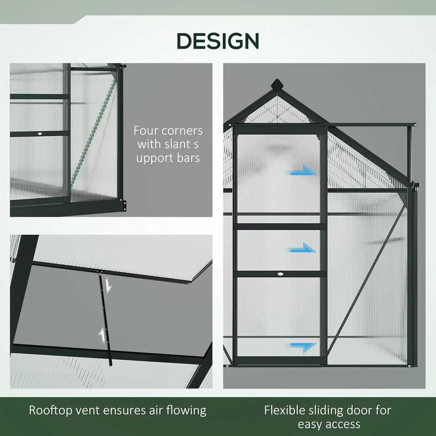 6x10 Heavy Duty Polycarbonate Greenhouse Kit 3