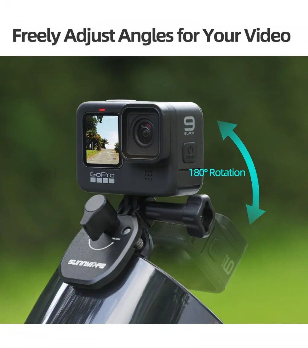 PULUZ Moto Support De Pare-Brise Pince Pour GoPro Hero12 Black 11 10, Montage Pour Pare