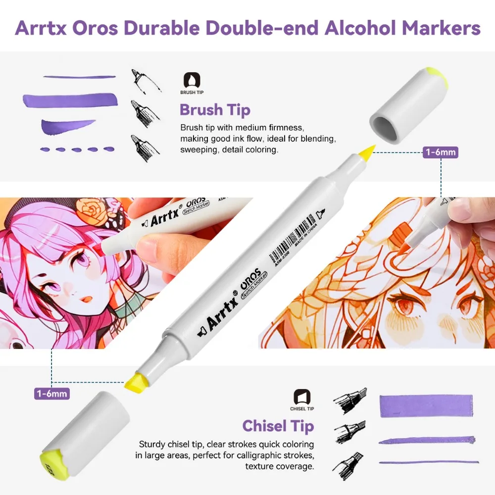 Color Marker Pens Art Marker Pens Art Markers Sketching Markers 66 colors Pastel Markers Oros Dual Tip Sketch Art Markers for Artist Adult Alcohol for Sketching Coloring