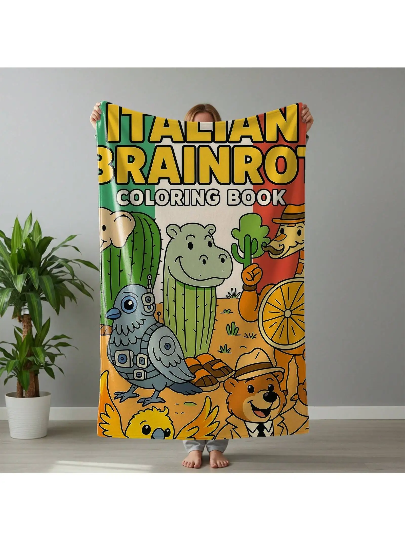 AI Horror Fun Pattern Flannel Blanket 280GSM, Soft Warm All Season for Home Office Travel Camping, Holiday Gift