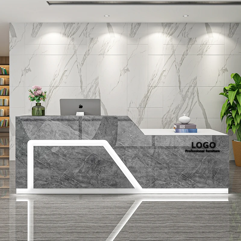 Modern White Reception Desks Office Checkout Counter Bar Counter Cabinet Woman Mostrador Negocio Size