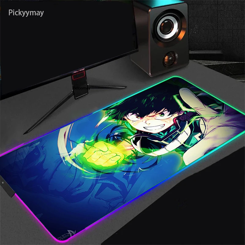 

RGB Anime Mouse Pad My Hero Academia PC Gamer Computer Laptop LED Backlight Mouse Mat Large Mousepad Keyboard Desk Play Mats