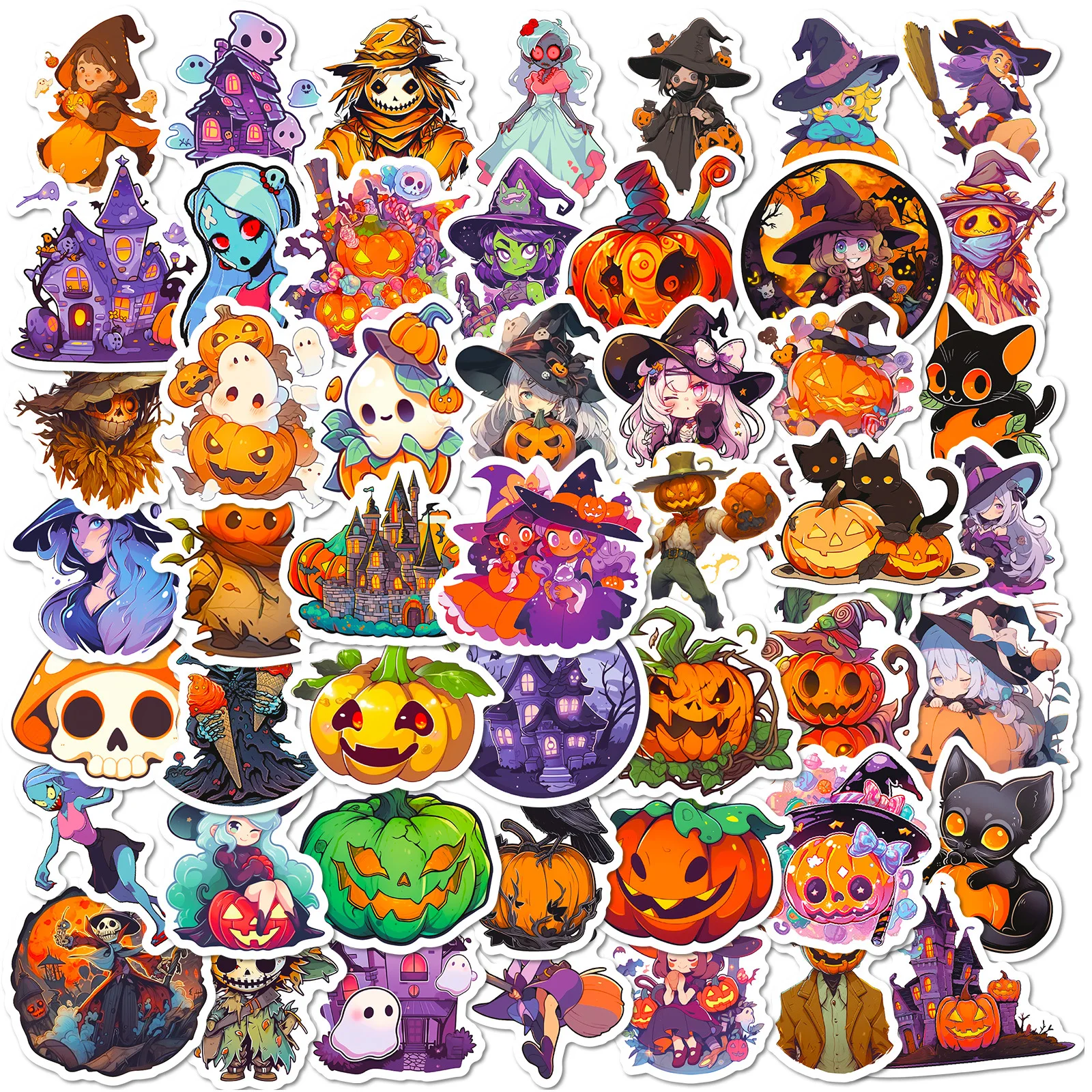 50Pcs/Set Halloween stickers Funny Halloween Pumpkin Lantern Spider Ghost  Window Flower Decorative Sticker Toys - AliExpress