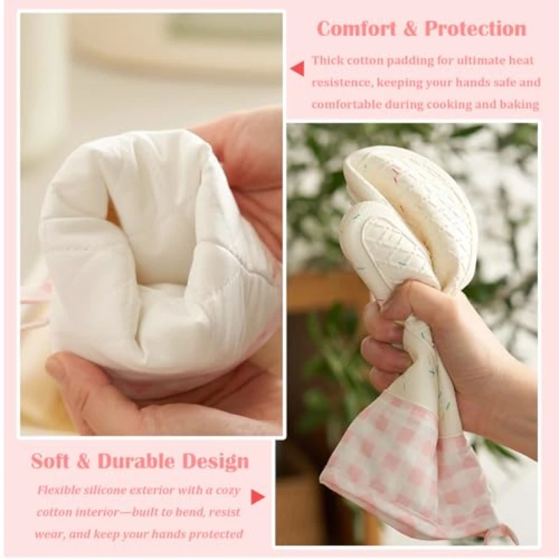 Premium Silicone Oven Mitt Set with Quilted Liner