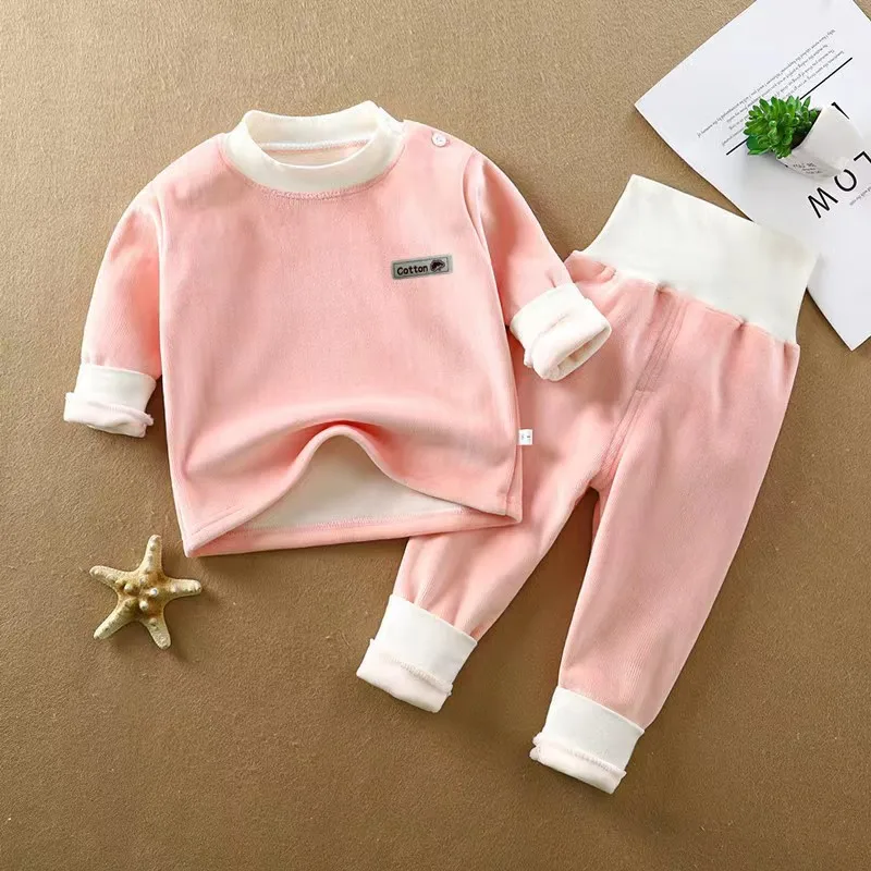 Kinder Pyjama Sets für Jungen Mädchen Herbst Winter plus Samt verdicken warme Anzüge Kleinkind hohe Taille Nachtwäsche Kinder zu Hause Kleidung