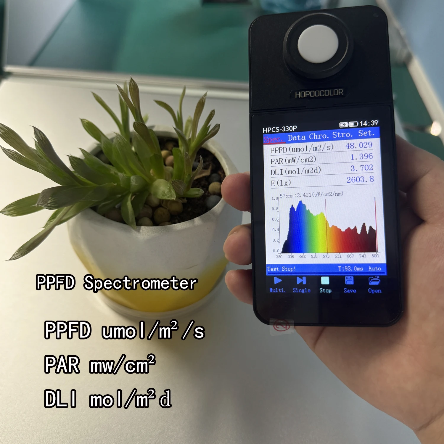 HOPOOCOLOR HPCS-330P Handheld Spectrometer lux par ppfd meter