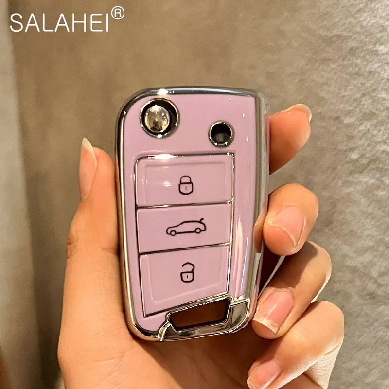 TPU Car Key Case Full Cover For VW Volkswagen Golf 7 MK7 Tiguan MK2 For SEAT Ateca Leon FR 2 Ibiza Skoda Octavia Accessories key case cover key case