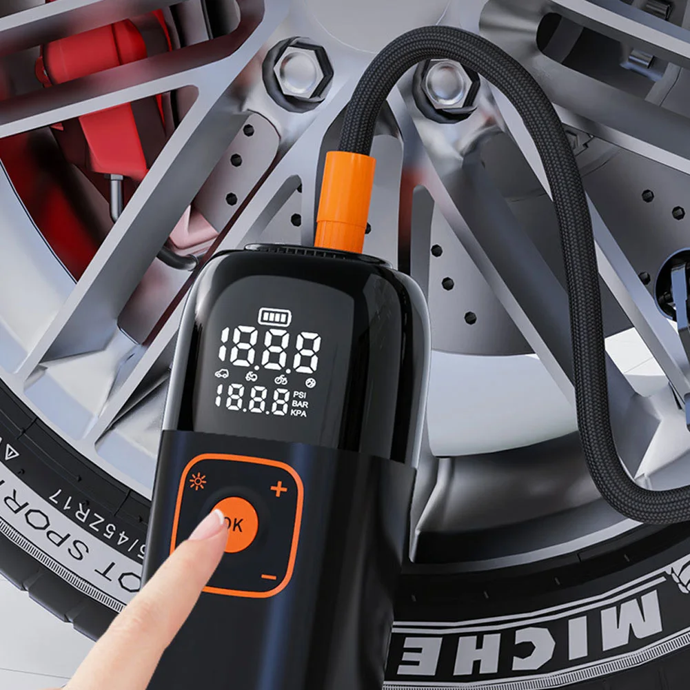 

Портативный воздушный компрессор для шин, 150psi, точный дисплей давления, воздушный насос для шин с экстренной идентификацией, автомобильные аксессуары