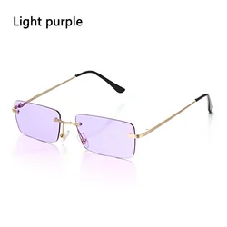 Trendy Rimless Rectangle Sunglasses - Fashion UV400 Gradient Shades (Light purple)