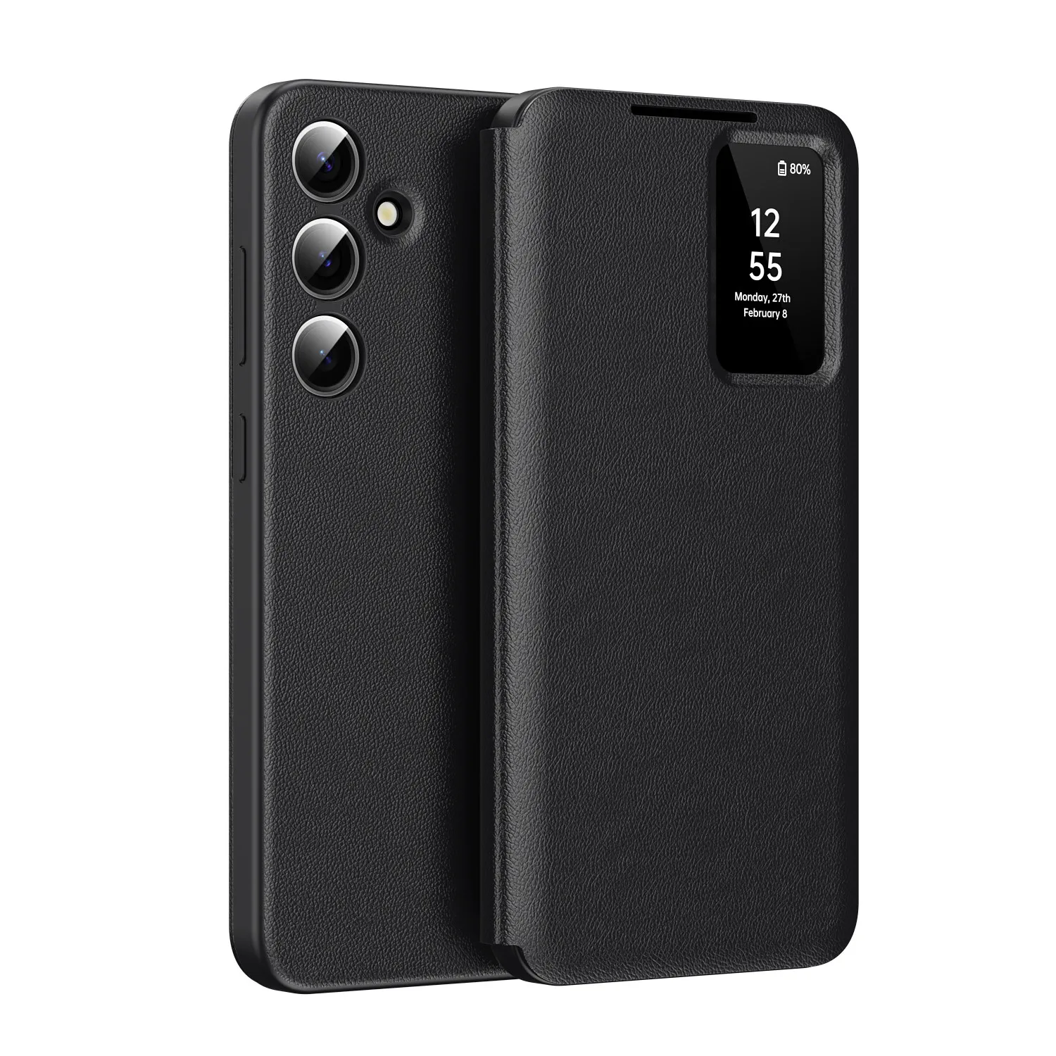Luxury Leather Flip Smart Window Case with Card Pocket