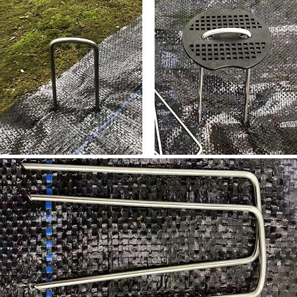 Garden Staples Plant Stakes Galvanized Iron U-shaped Garden Stake Beveled Cut End Design Easily Installation Rustproof for Lawn Yard Turf Tents Fences