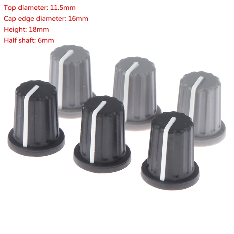 

5 Pieces Soft Rubber Half Shaft Knob Diameter 16mm Height 18mm Potentiometer Encoder Knob 270 Degree D-shaped Inner Hole 6mm