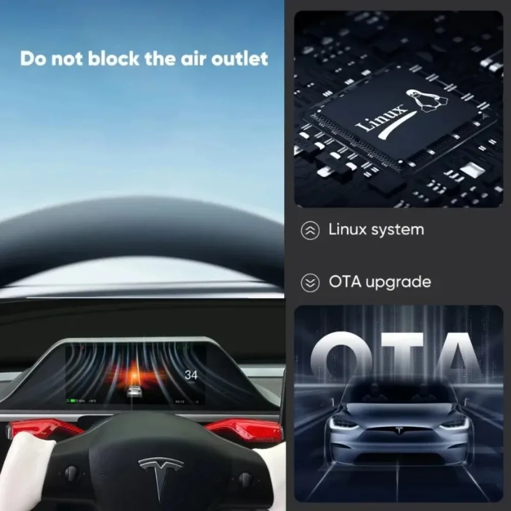 테슬라 모델 Y/3용 LCD 계기판 터치스크린 헤드업 디스플레이 (CarPlay, 안드로이드 오토, 운전자 모니터링 기능 포함) 신에너지 자동차