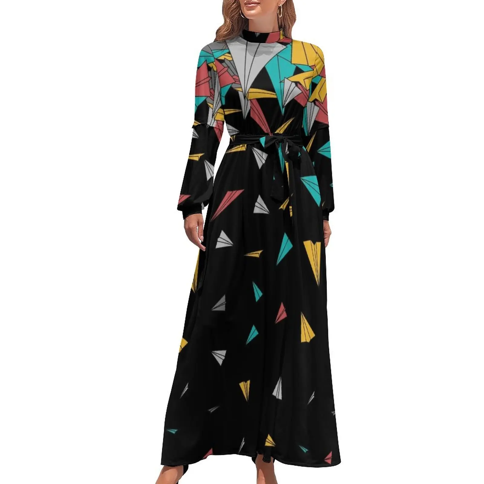 thumbnail image 1 of Aviones de papel voladores Vestido largo Vestidos de verano para mujer 2024 Ropa de mujer Vestido de verano suelto, 1 of 5