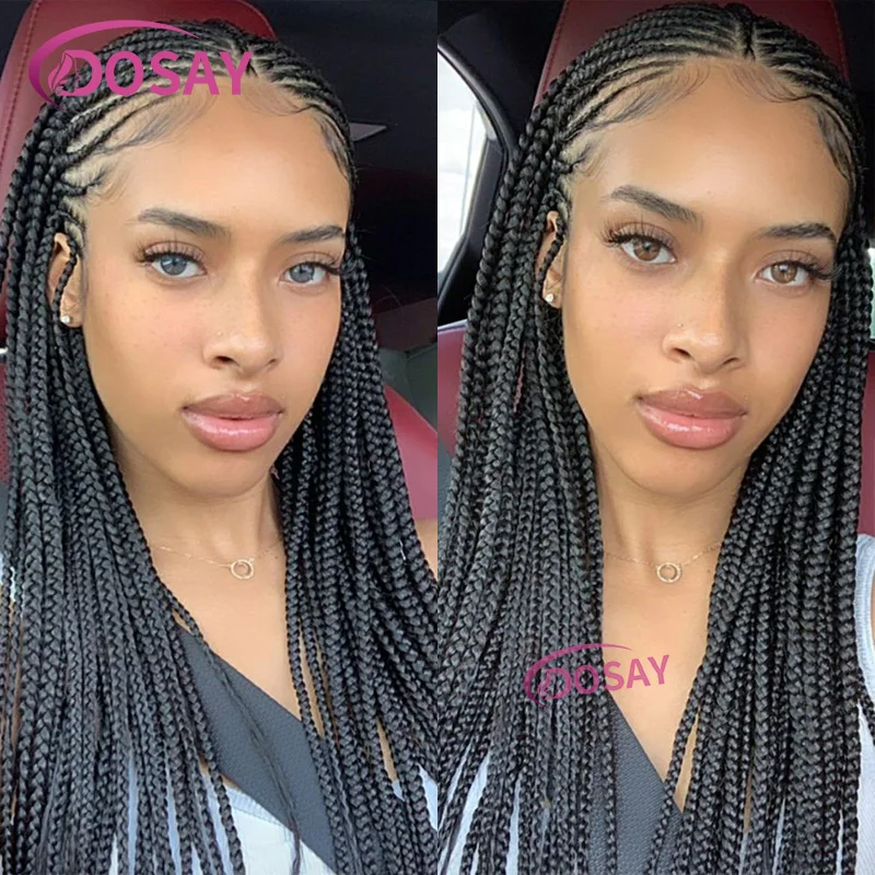 

13x8 Lace Front Wig Synthetic Braided Wigs For Women Knotless Braids Lace Wig With Baby Hair LightWeight Wig Middle Part 36Inch