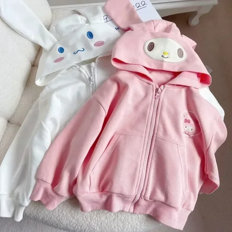 

Детская толстовка с капюшоном Sanrio, свитшот с принтом Мелоди коричного цвета, милое теплое пальто на молнии для девочек, толстовка с длинными рукавами, подарки на день рождения