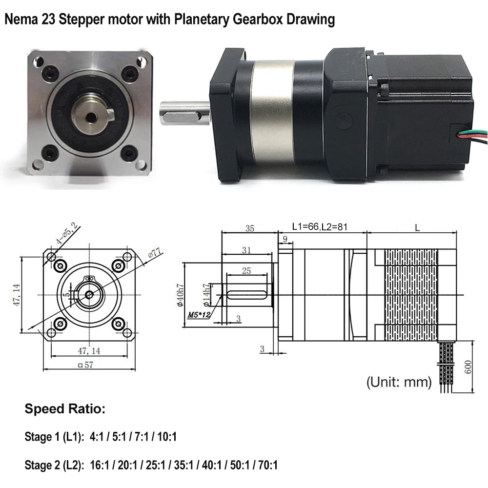 nema23 kits de caixa engrenagens motor 01