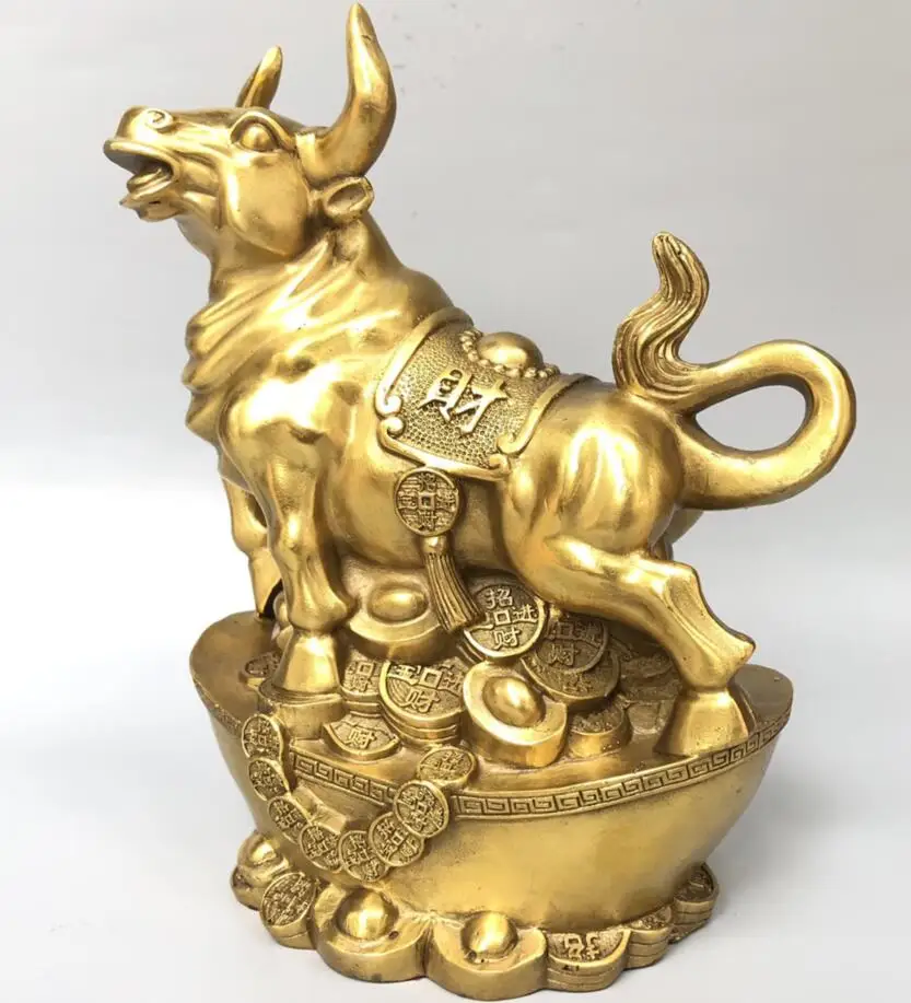 

China seiko brass Ingots wealth cow crafts statue