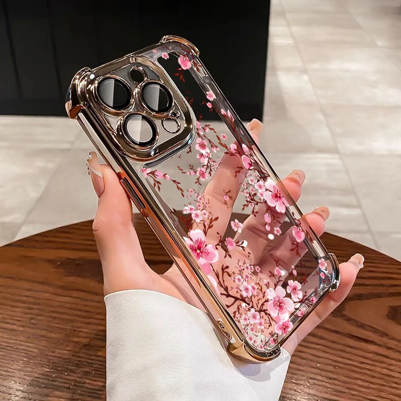 Shockproof 3D Flower Plating Phone Case - New Design Cover