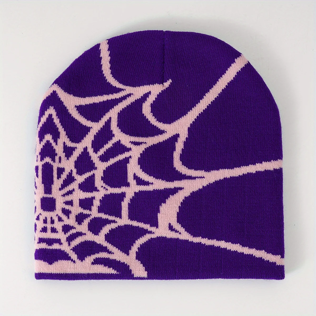 Goth Spider Web Jacquard Beanie: Y2K Knitted Cap - true deals club